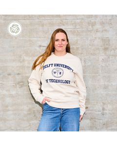 Ronde Hals Sweater Delft University Zegel Wit