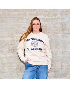 Ronde Hals Sweater Delft University Zegel Wit