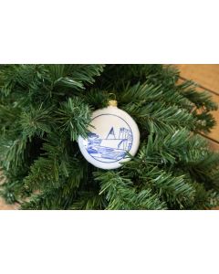 Kerstornament Delfts Blauw - "Gezicht op TU Delft" - NEW